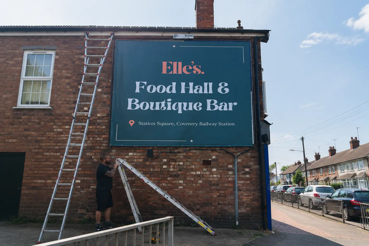 Large format outdoor billboard installation at Station Square Coventry Railway Station